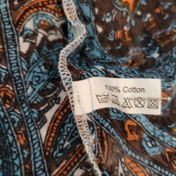 VINTAGE INDIA COTTON SHIFT DRESS 3/4 SLEEVES PAISLEY PRINT M/L - Picture 8 of 8